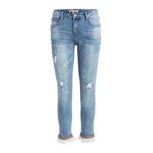 PHILOSOPHY Medium Wash Embroidered Fringe Jeans